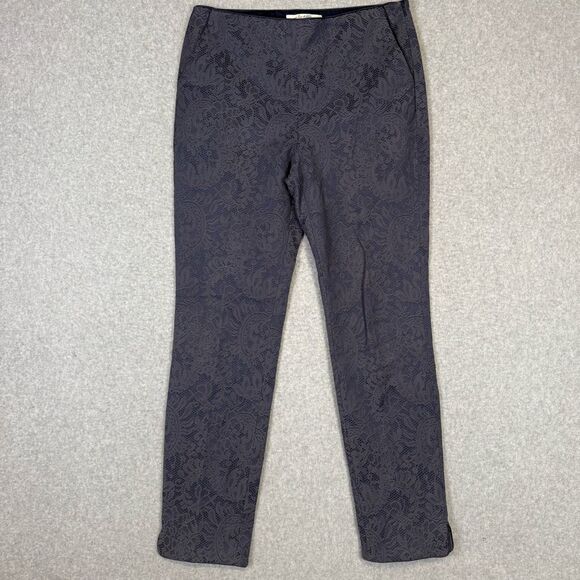 Boden Women's Size 8 Long Blue Lace Outlay Floral Print Ankle Length Pants - Picture 1 of 8